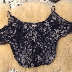 Navy blue, floral, off the shoulder top